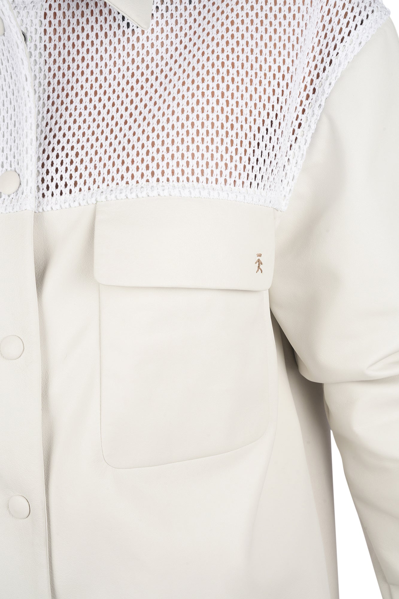 AD5703 Jacket Nappa + Rete Ricamo Bianco