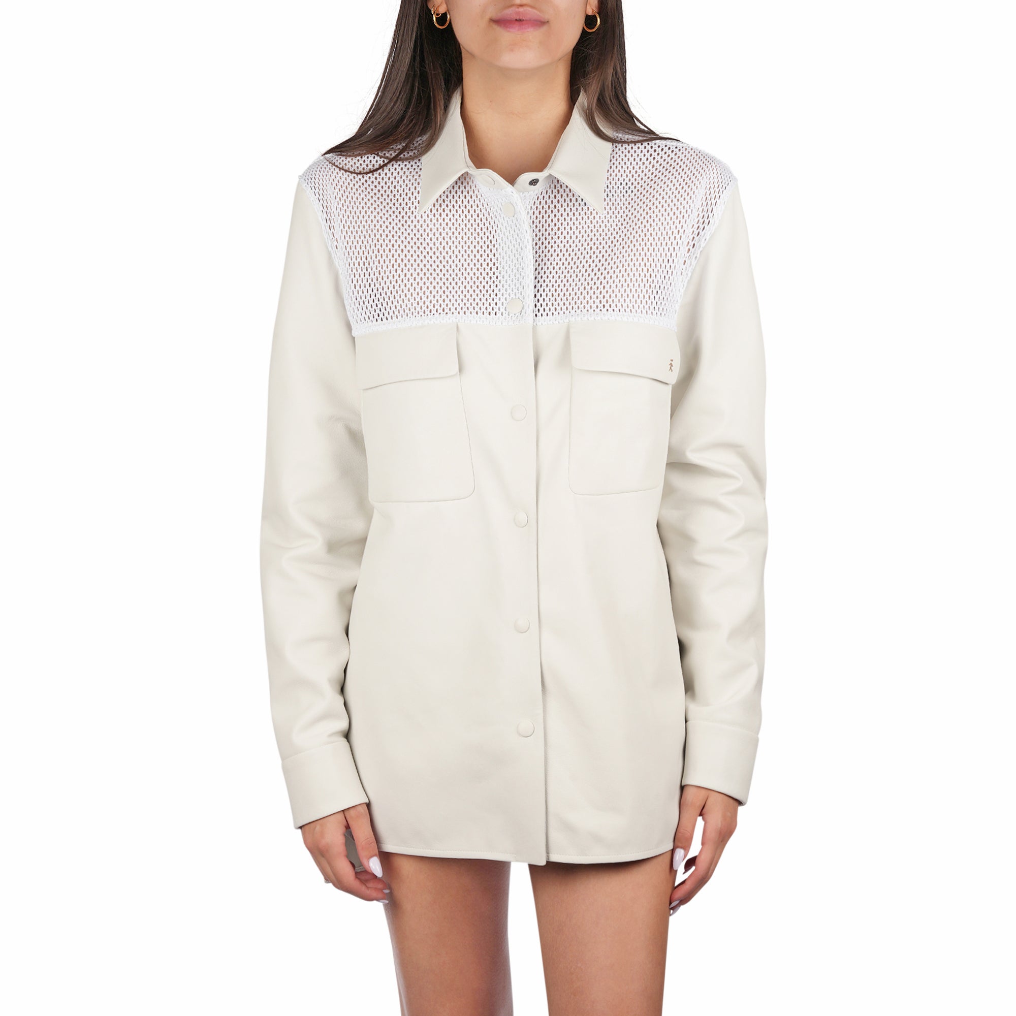 AD5703 Jacket Nappa + Rete Ricamo Bianco