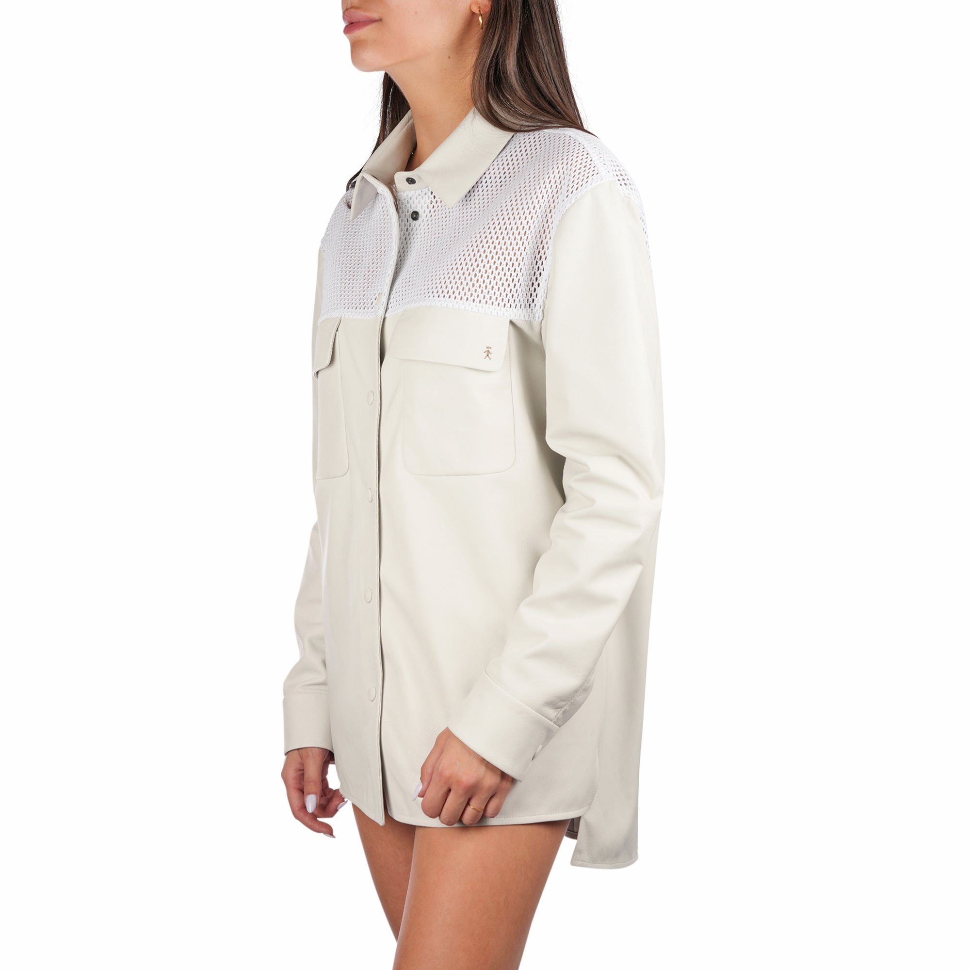 AD5703 Jacket Nappa + Rete Ricamo Bianco