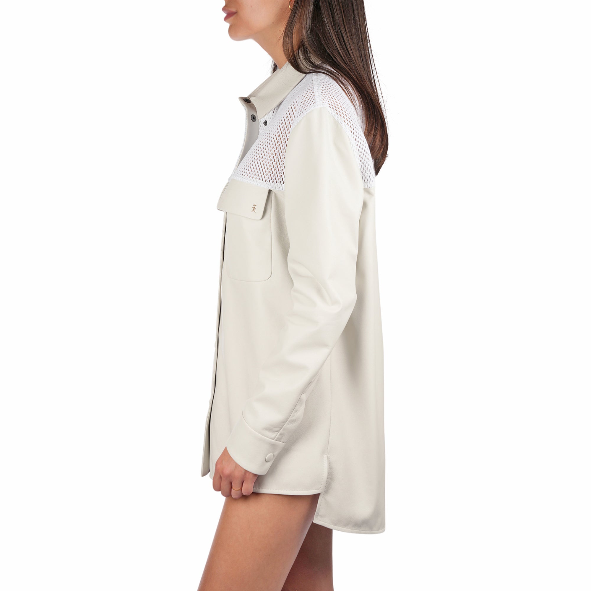 AD5703 Jacket Nappa + Rete Ricamo Bianco