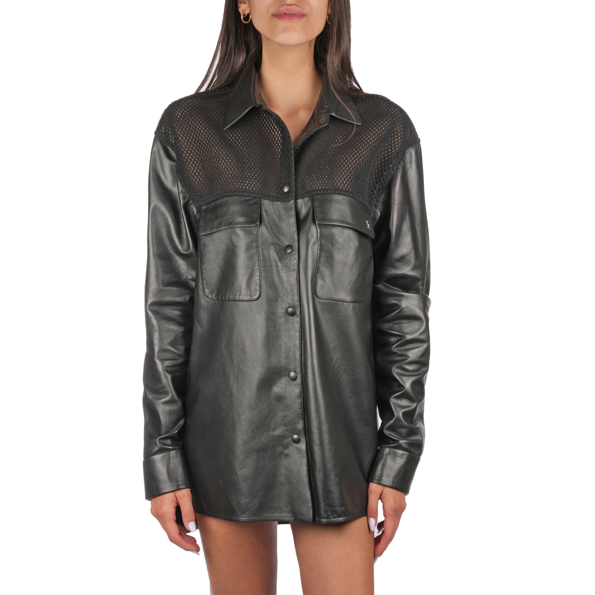 AD5703 Jacket Nappa + Rete Ricamo Nero