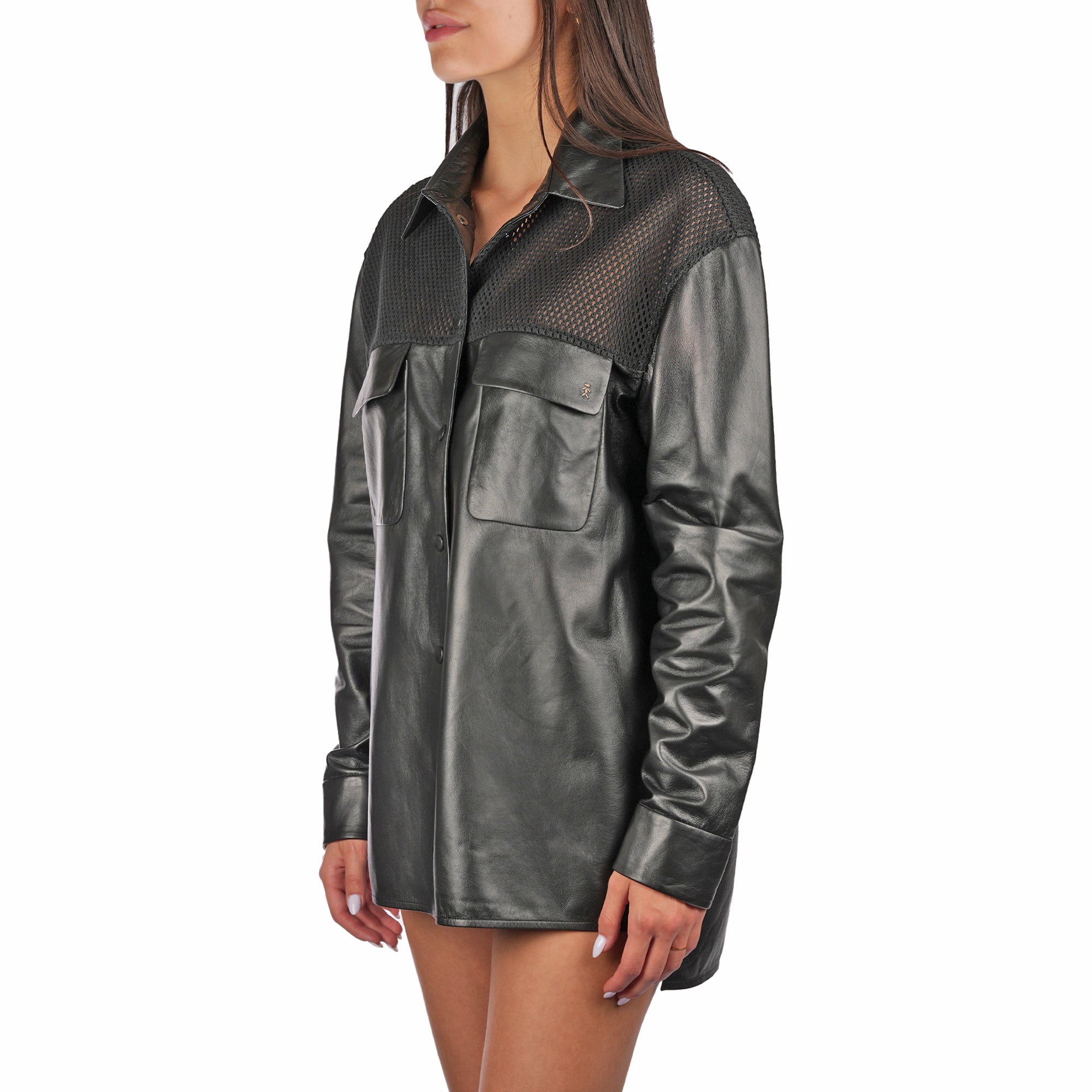 AD5703 Jacket Nappa + Rete Ricamo Nero