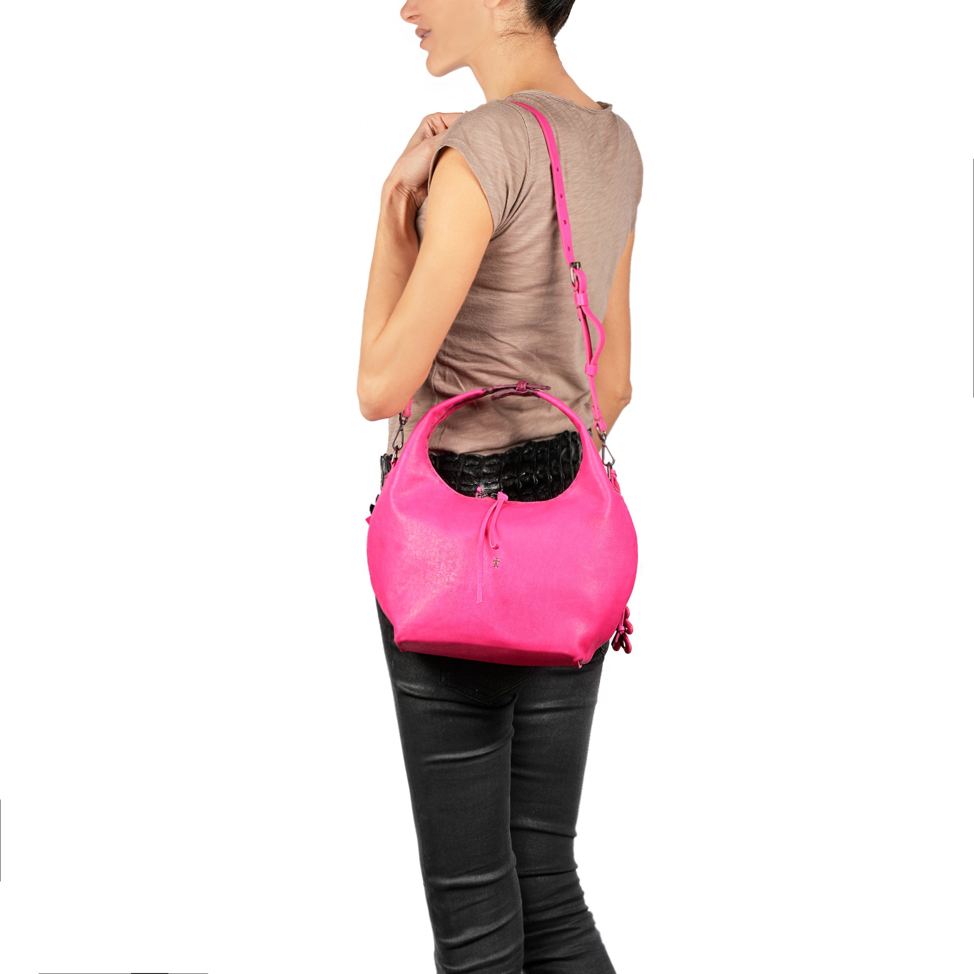 BD5304 Anfora Manico Cocco M Old Iron + Cocco Fuxia