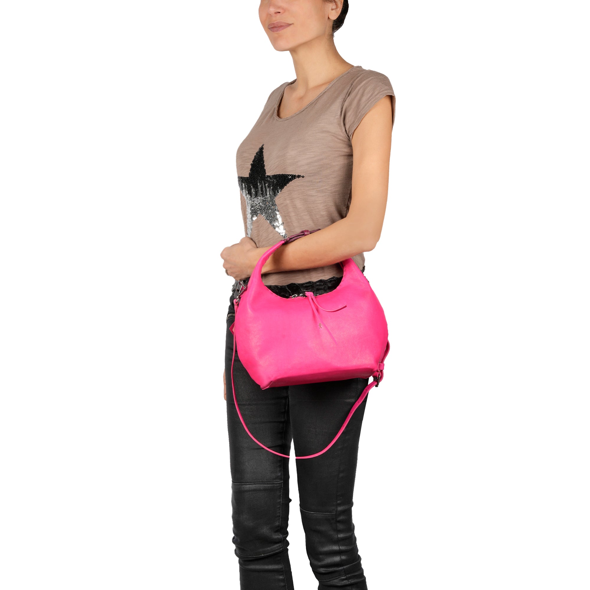 BD5304 Anfora Manico Cocco M Old Iron + Cocco Fuxia