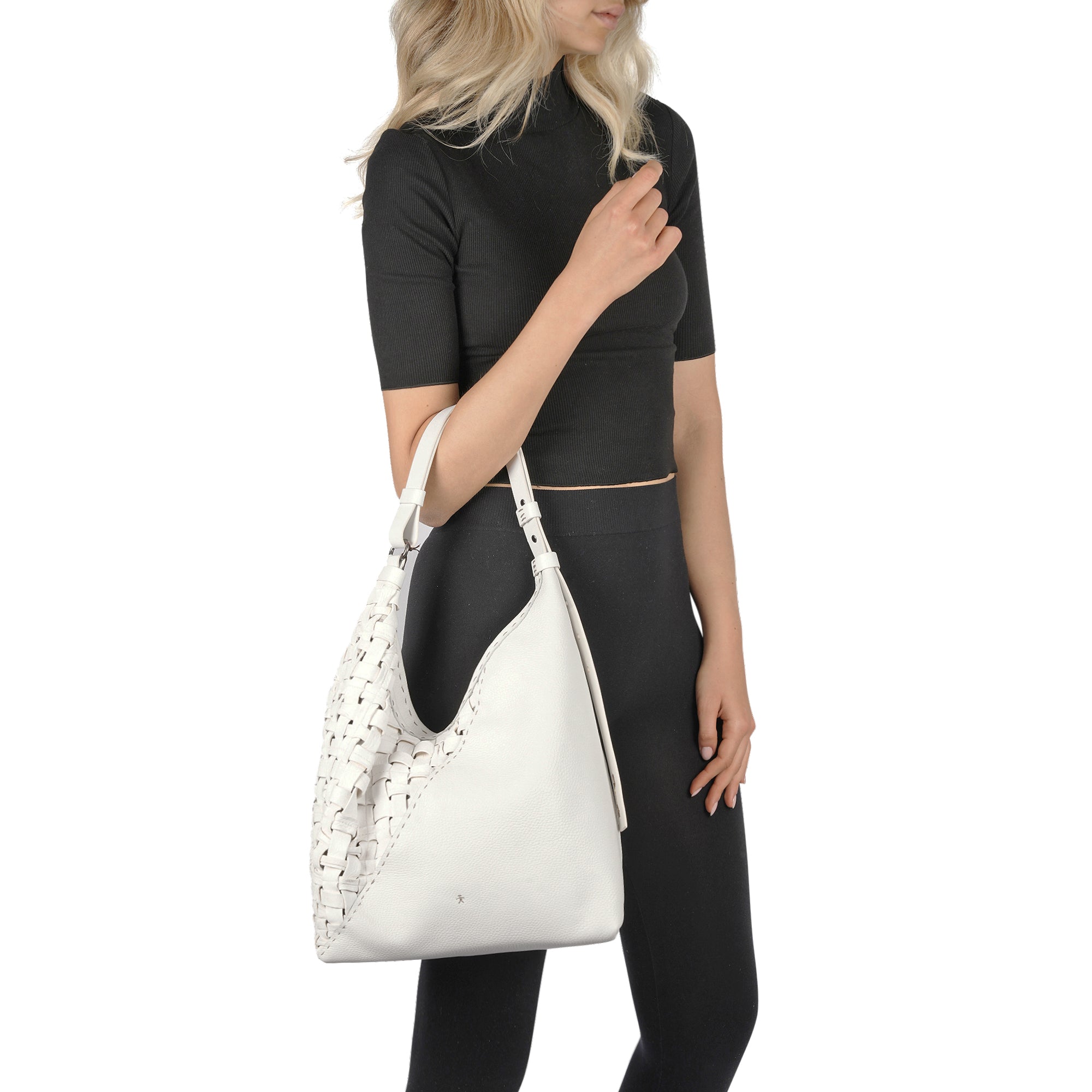 BD5318 Bea Pocket M Intreccio Cesta Bianco