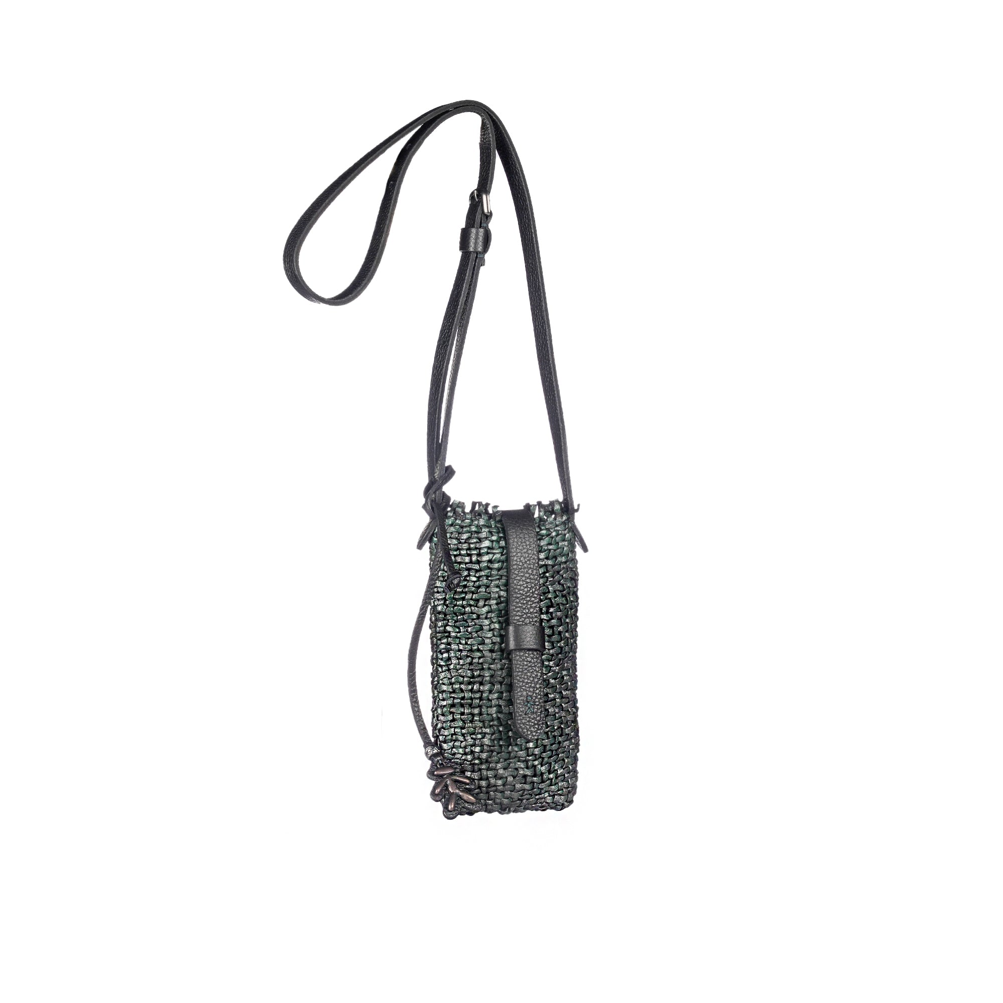 BD5461 Phone-Case Bag Intreccio Uncinetto Maltinto Pino