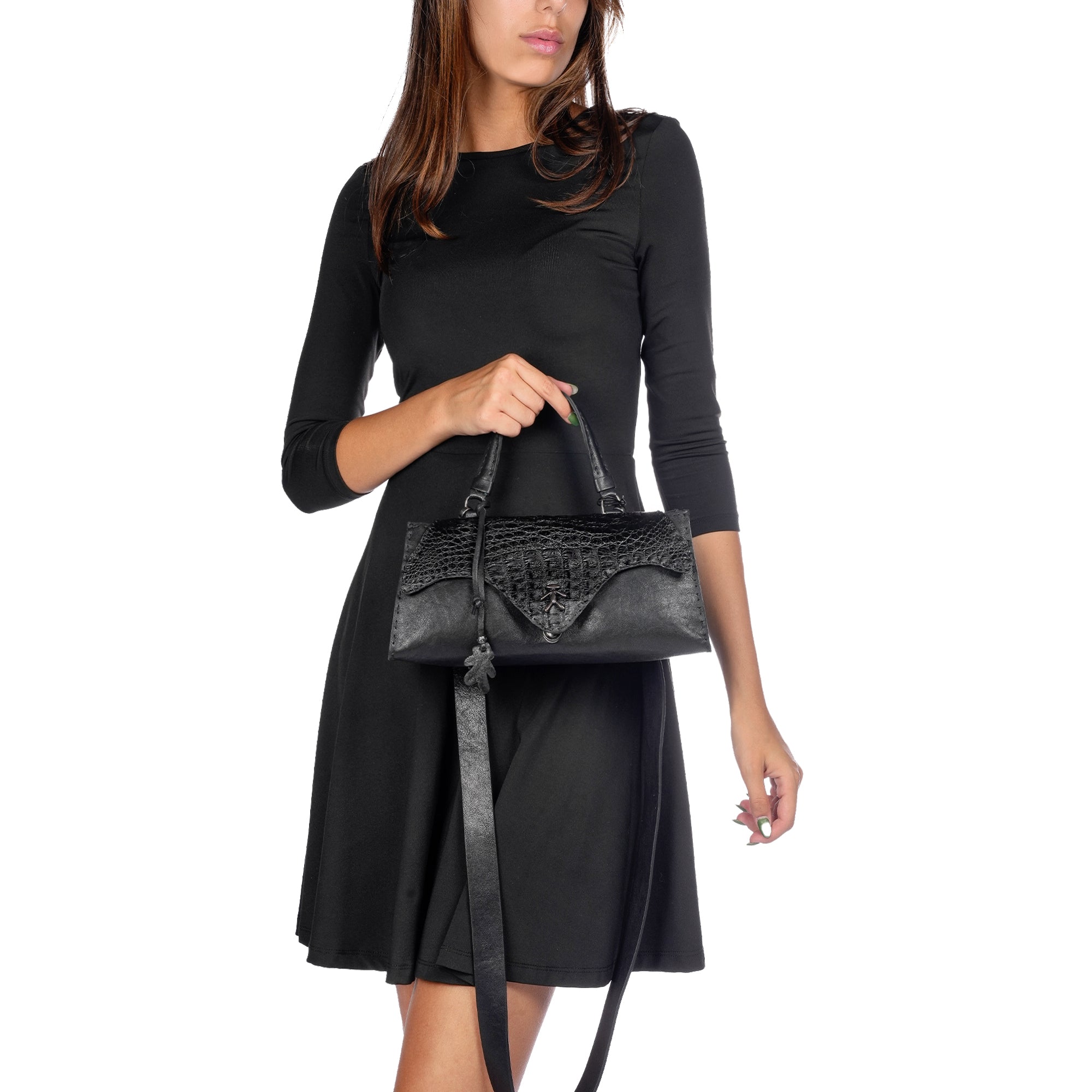 BD5522 Tiffany Baguette Patta Cocco Old Iron + Cocco Nero