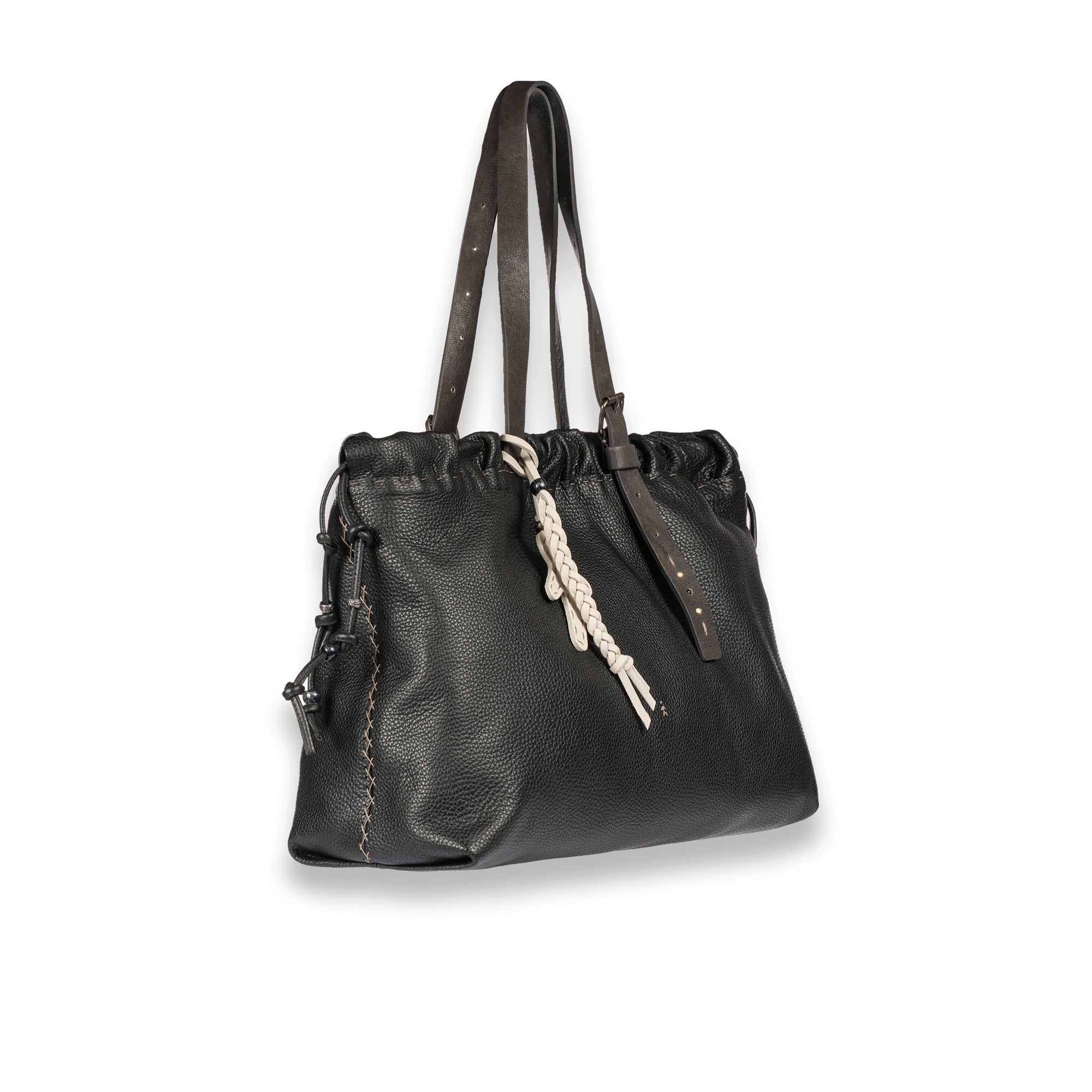 BD5927 Arricciata Shopping Fibbia Muflone Nero