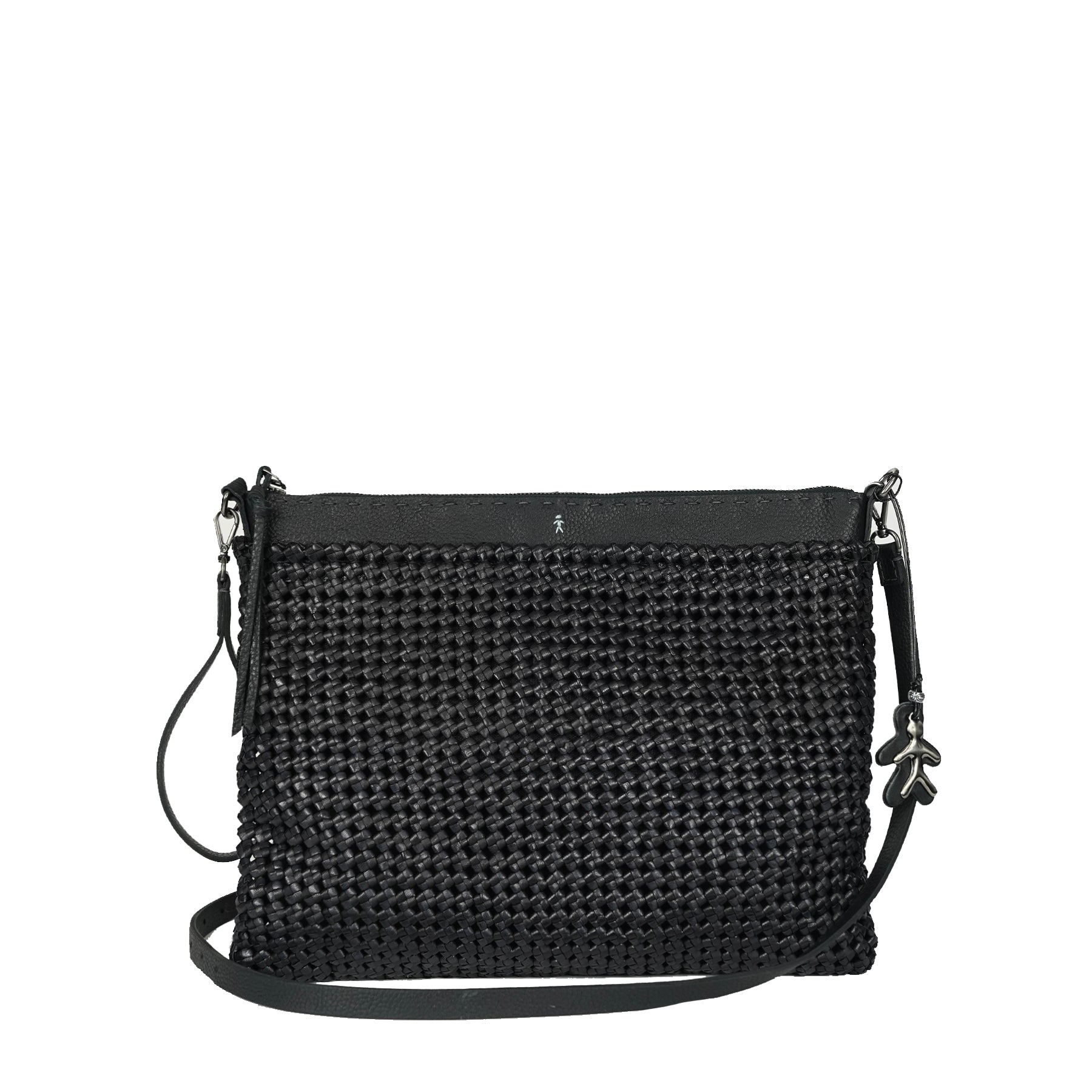 BD4726 Zip Clutch L Intr Crochet Nero