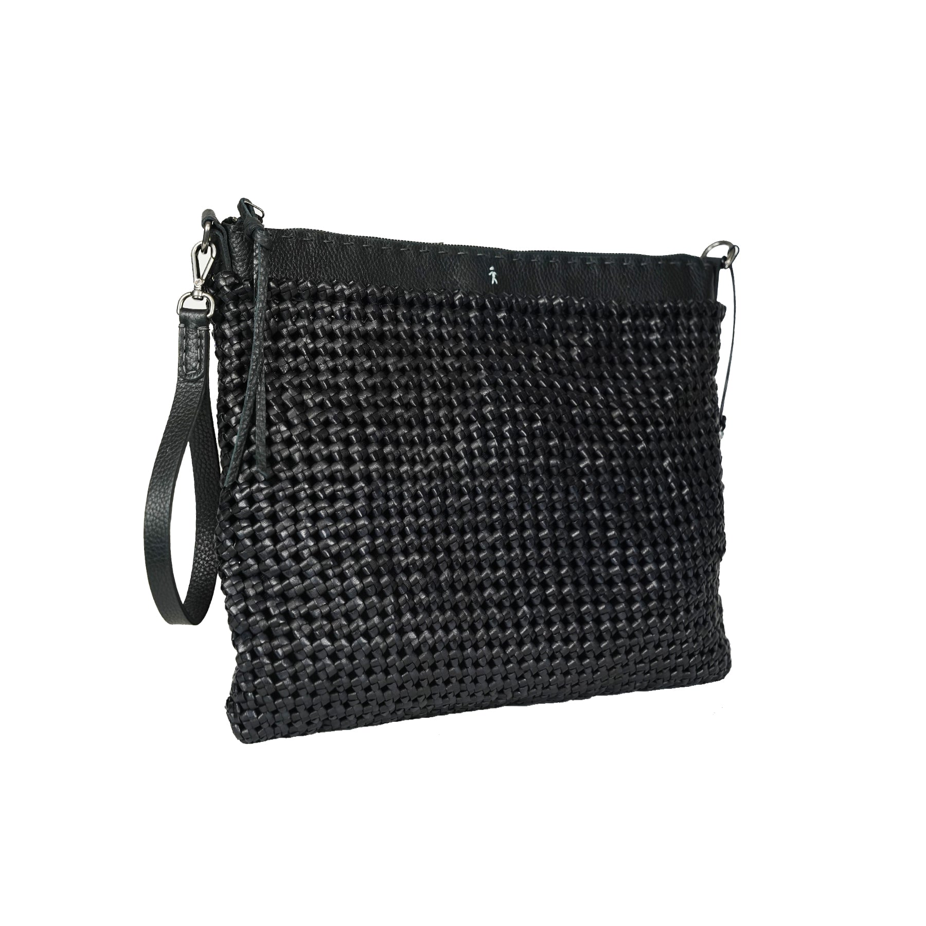 BD4726 Zip Clutch L Intr Crochet Nero