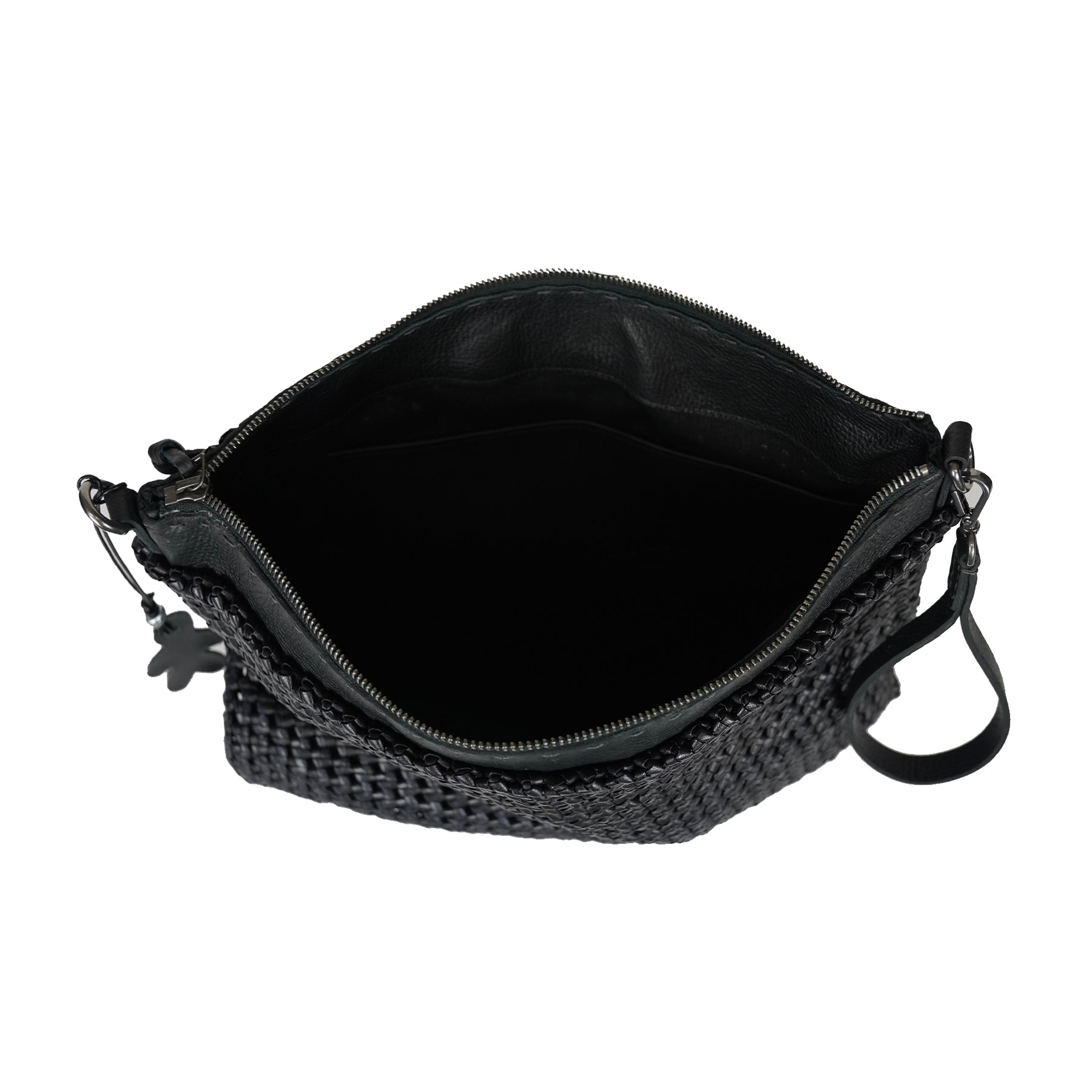 BD4726 Zip Clutch L Intr Crochet Nero