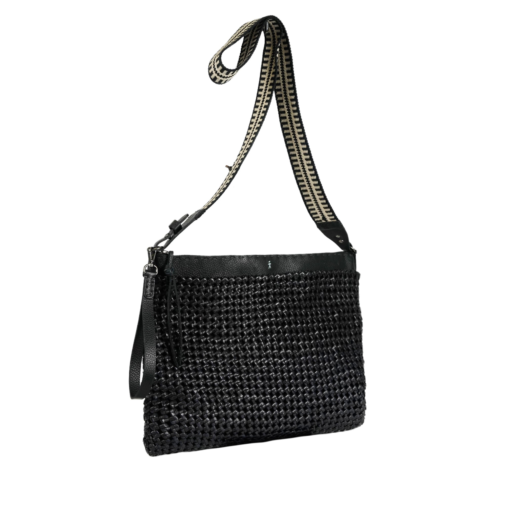 BD4916 Zip Clutch Intreccio Summer L Band Grega Intreccio Crochet Nero