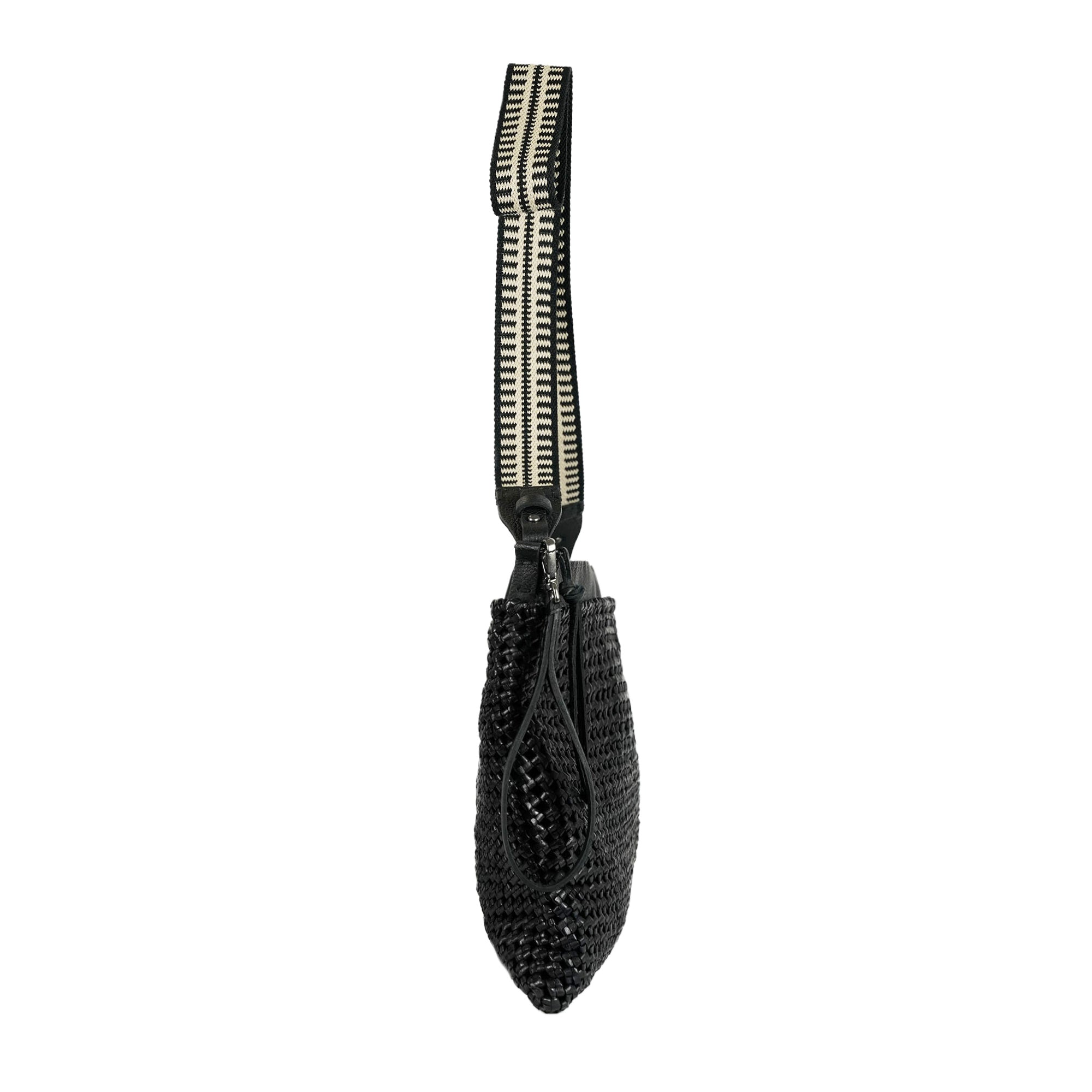 BD4916 Zip Clutch Intreccio Summer L Band Grega Intreccio Crochet Nero