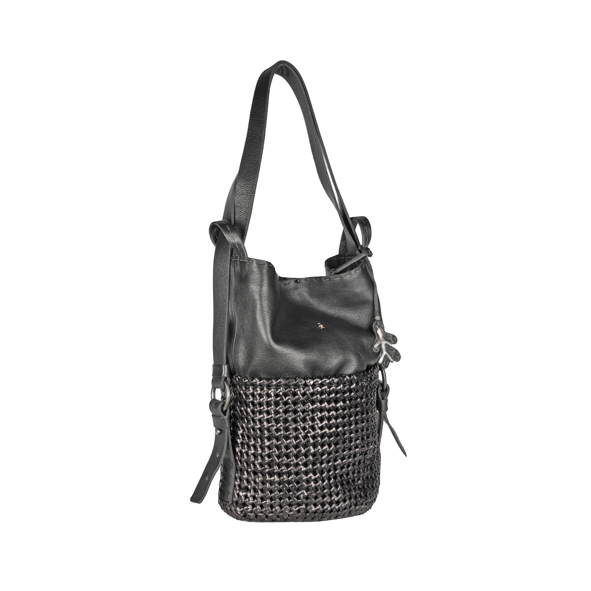 BD4943 Olimpia Zaino M Intreccio Crochet Nero