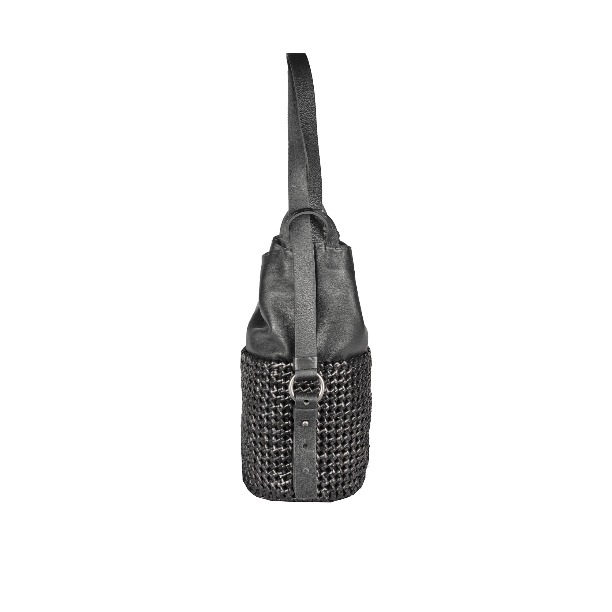 BD4943 Olimpia Zaino M Intreccio Crochet Nero