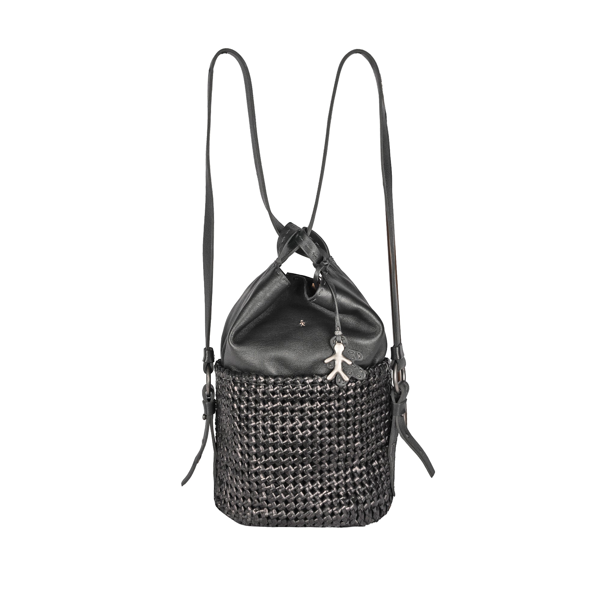 BD4943 Olimpia Zaino M Intreccio Crochet Nero