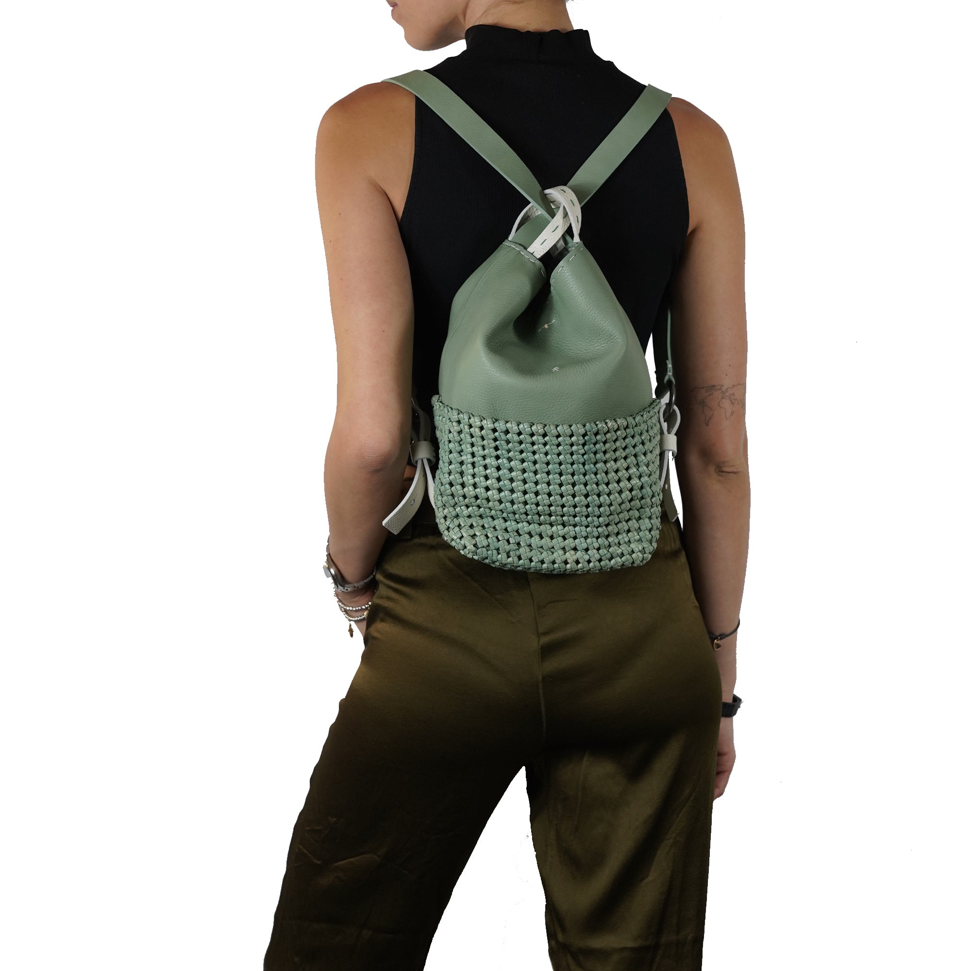 BD4943 Olimpia Zaino M Intreccio Crochet Agave