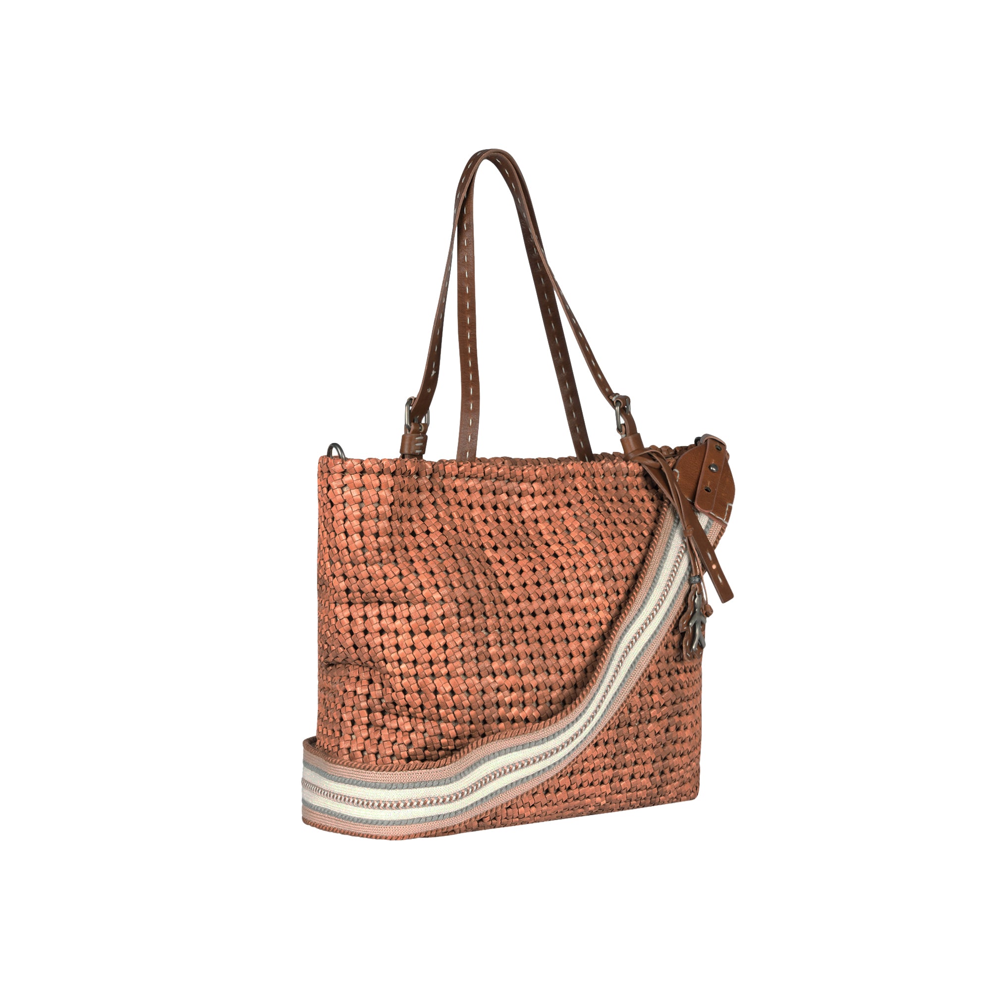 BD4945 Minerva Shopping M Intreccio Crochet Cuoio