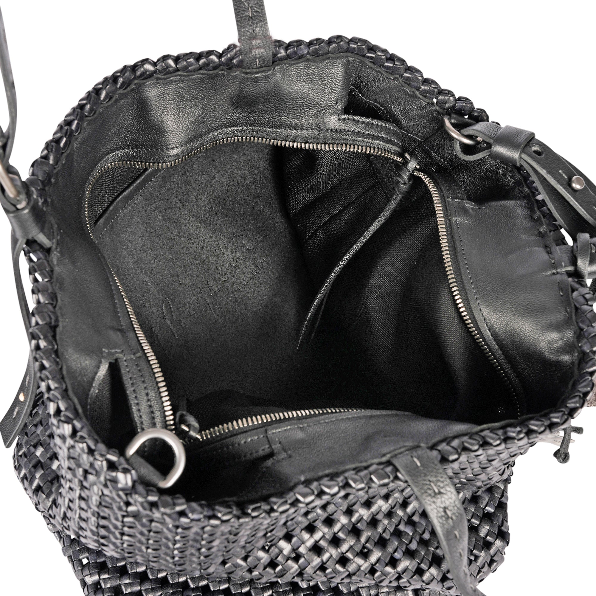 BD4945 Minerva Shopping M Intreccio Crochet Nero