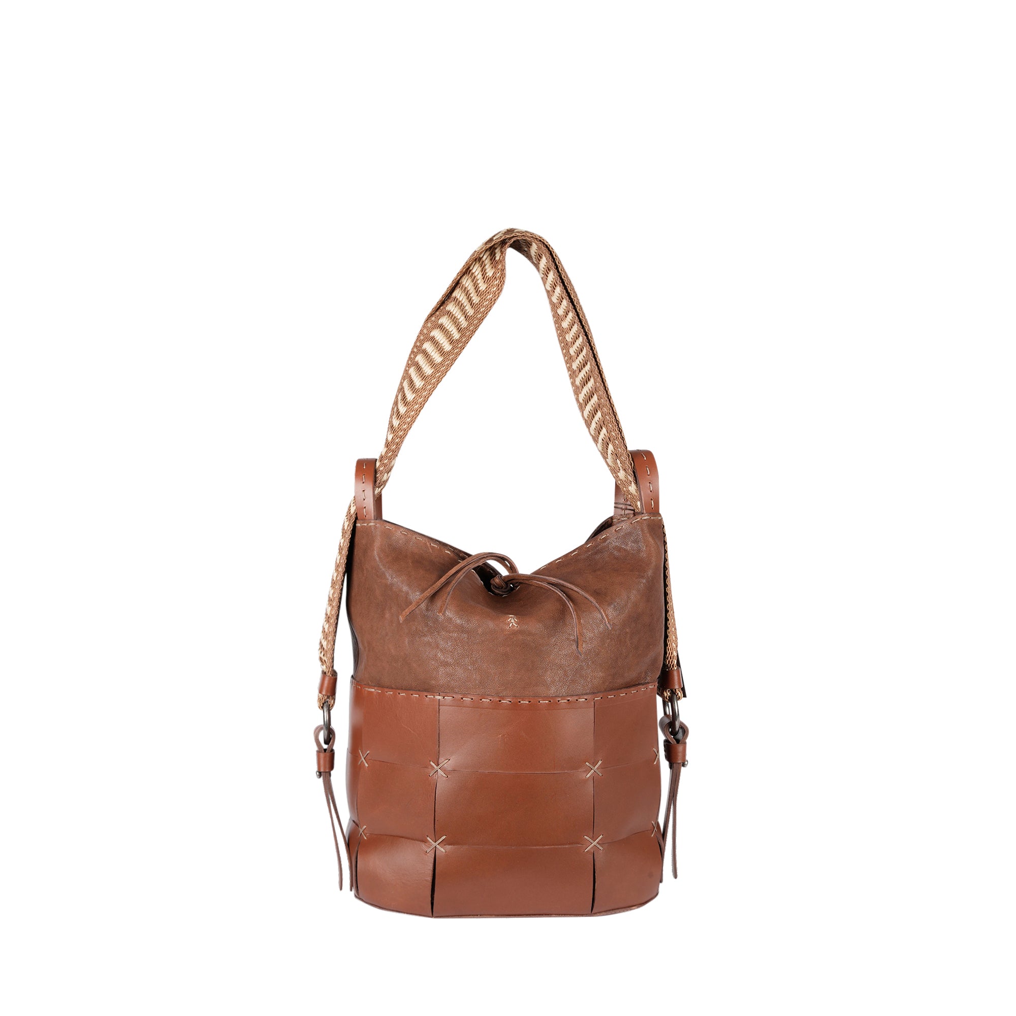BD5325 Olimpia Mosaico M Raffia Old Iron + Cuoio Invecchiato Brandy