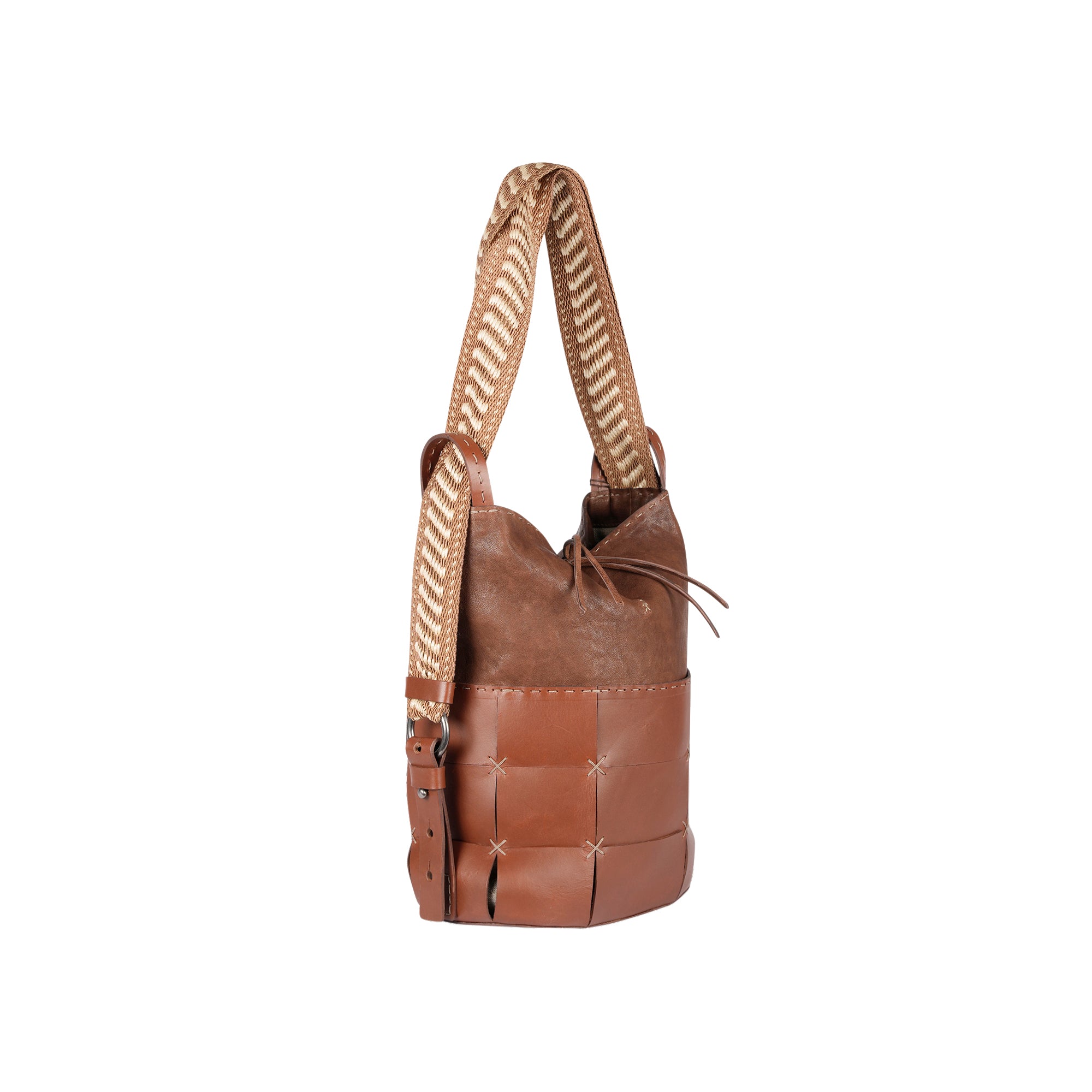 BD5325 Olimpia Mosaico M Raffia Old Iron + Cuoio Invecchiato Brandy