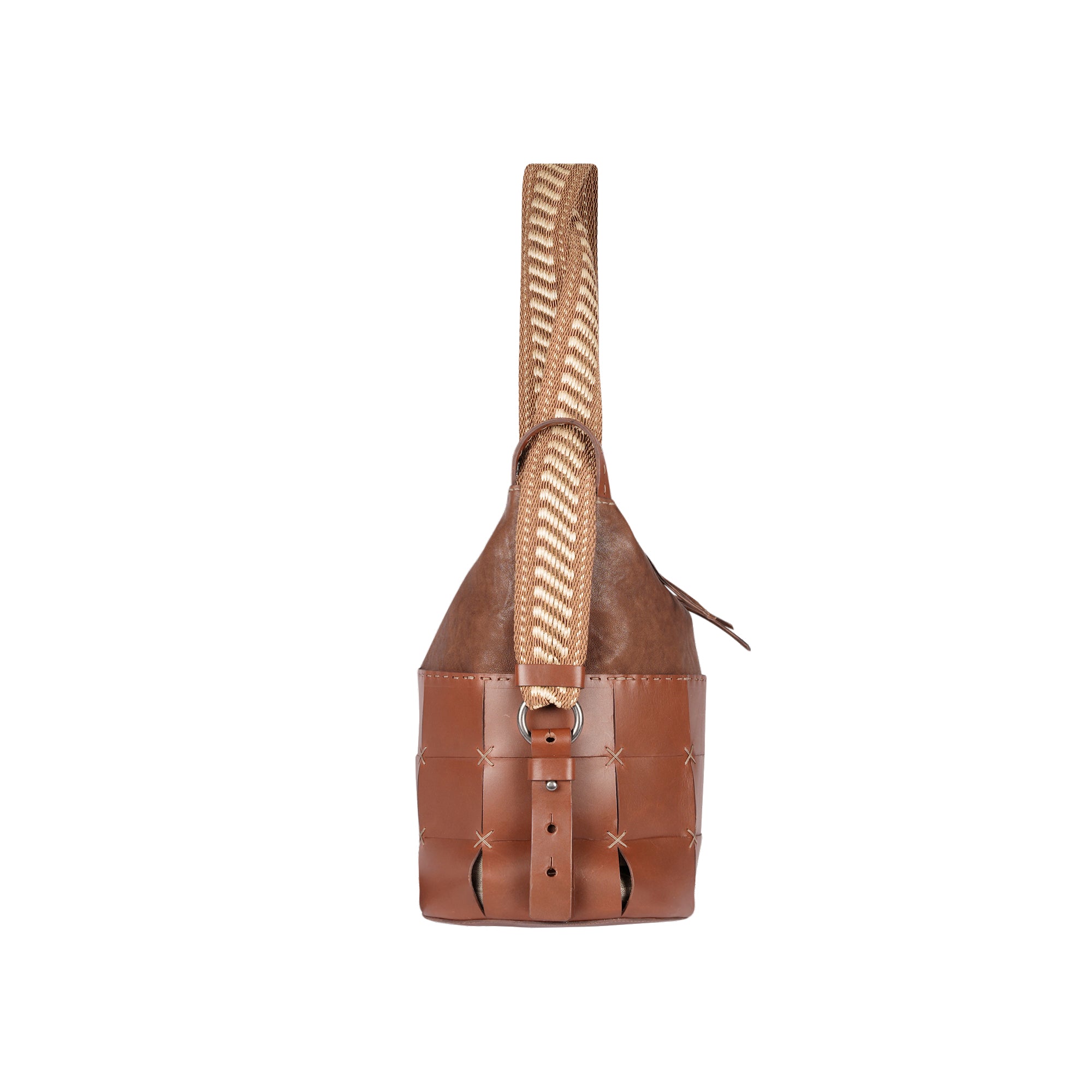 BD5325 Olimpia Mosaico M Raffia Old Iron + Cuoio Invecchiato Brandy