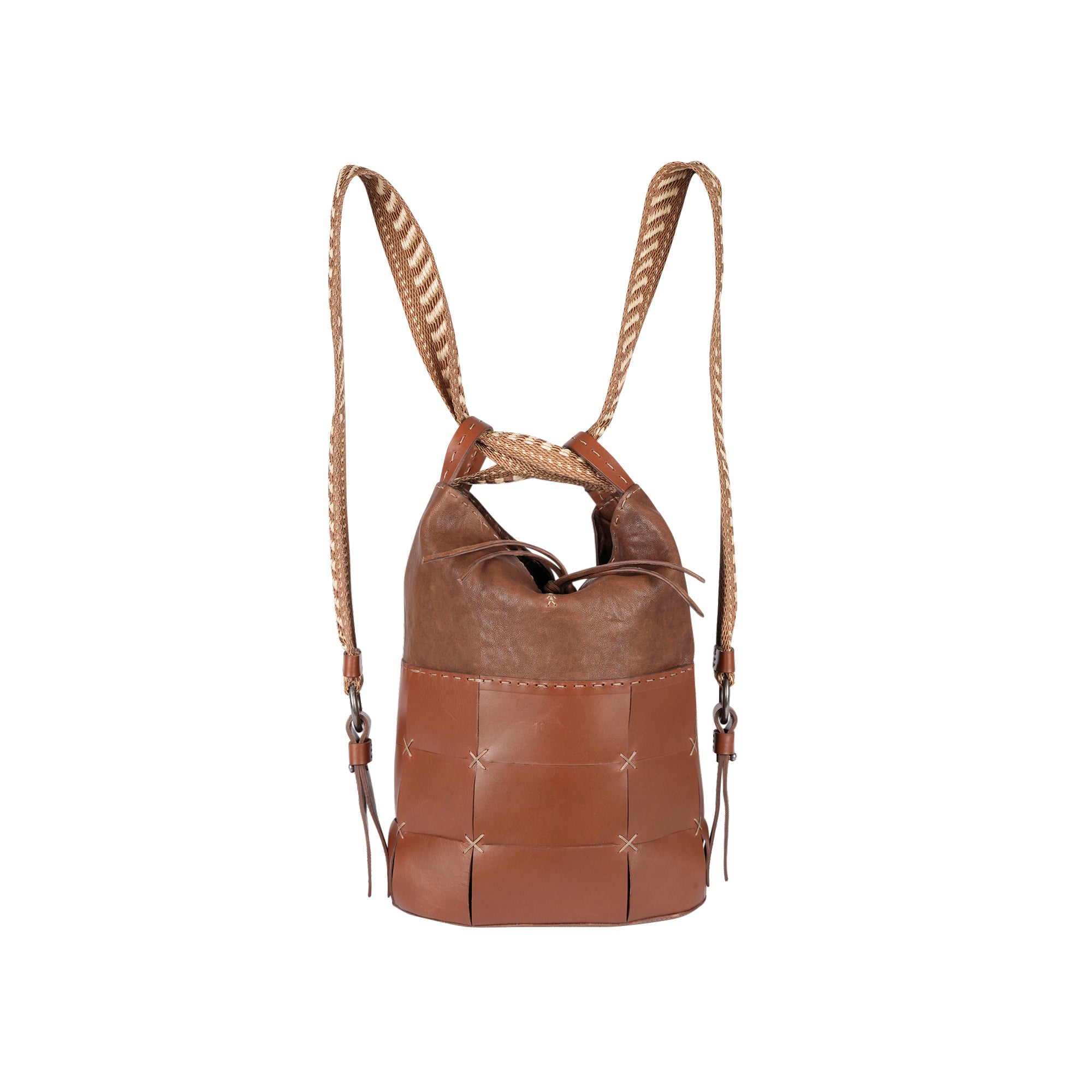 BD5325 Olimpia Mosaico M Raffia Old Iron + Cuoio Invecchiato Brandy