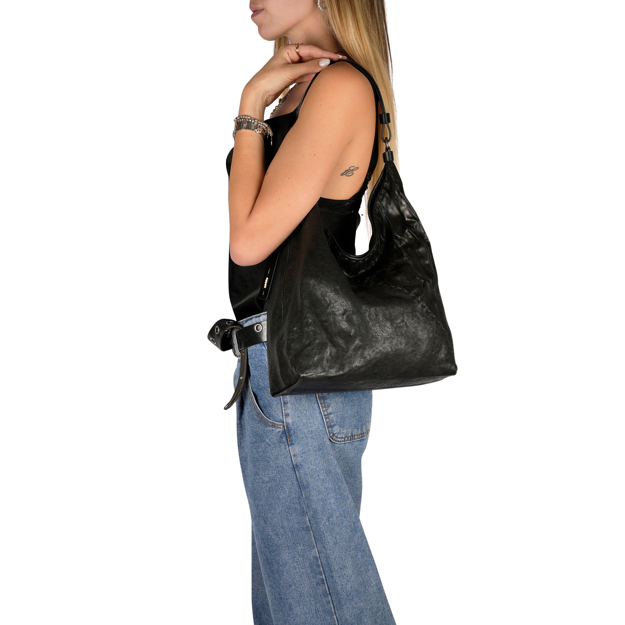 BD5328 Bea Pocket M Plissettato Nero