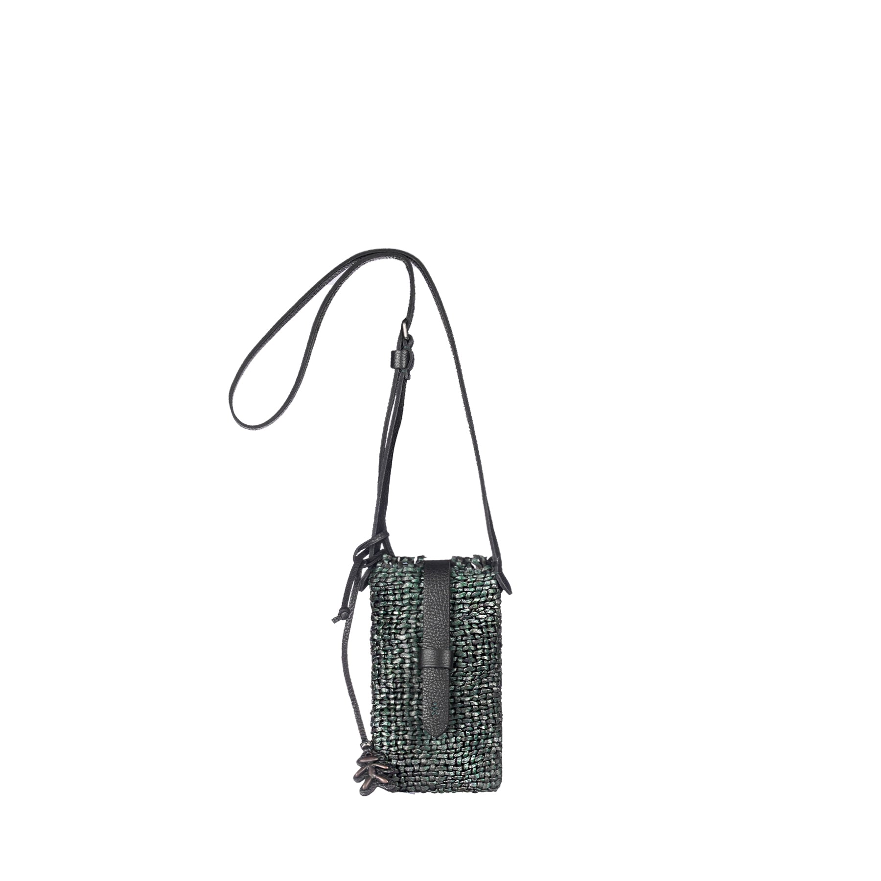 BD5461 Phone-Case Bag Intreccio Uncinetto Maltinto Pino