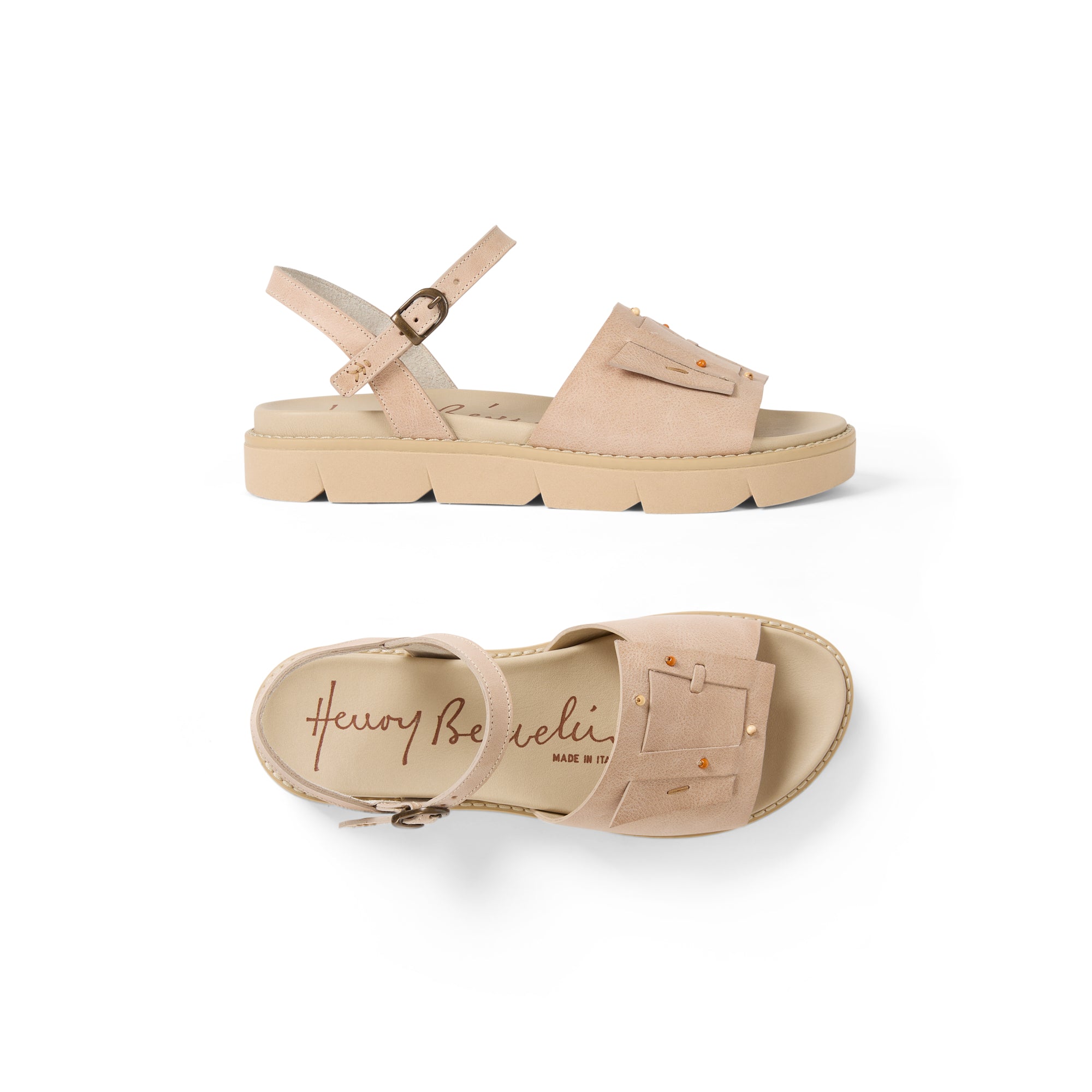 SD5934 Sandalo Fibbia Sbiancato Beige