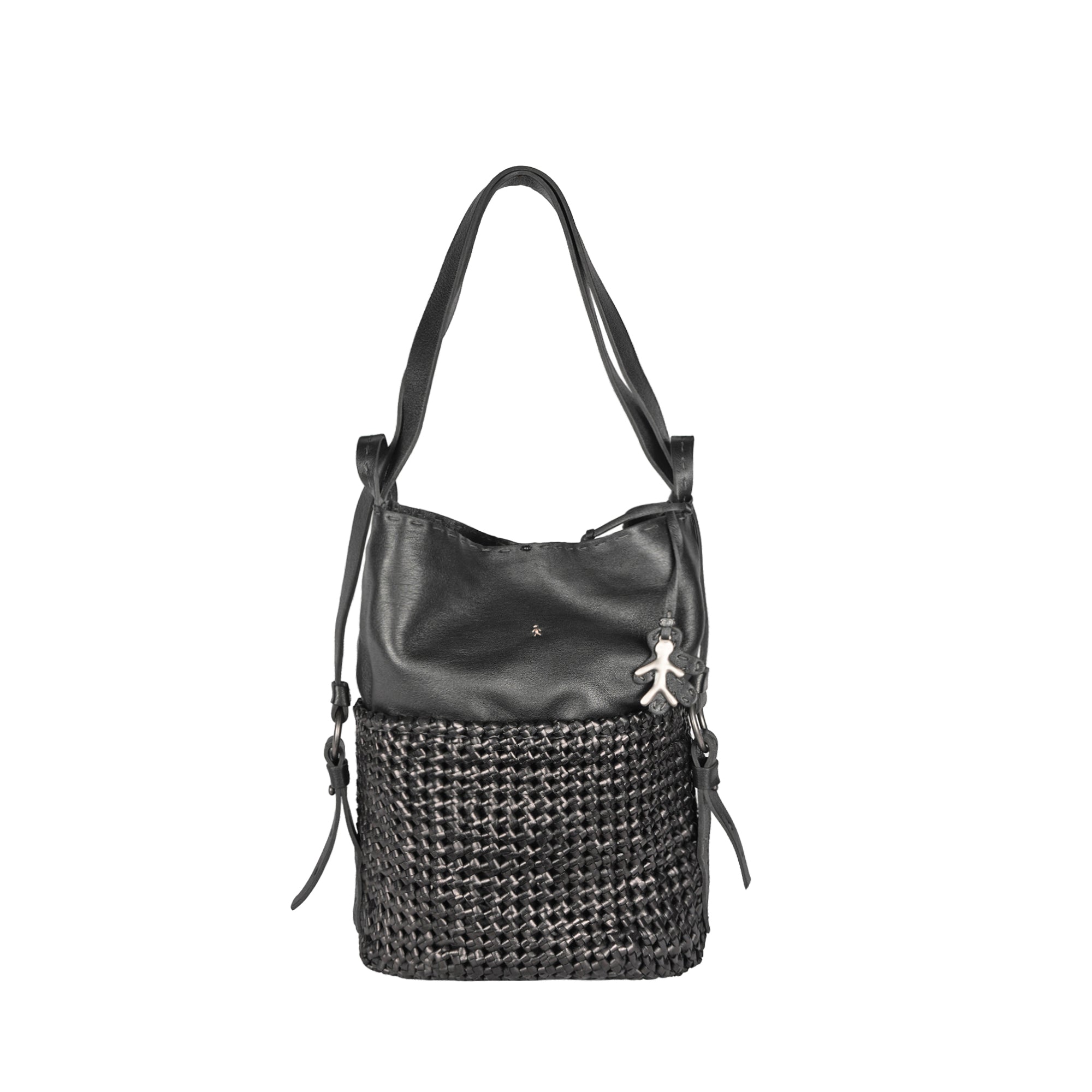 BD4943 Olimpia Zaino M Intreccio Crochet Nero