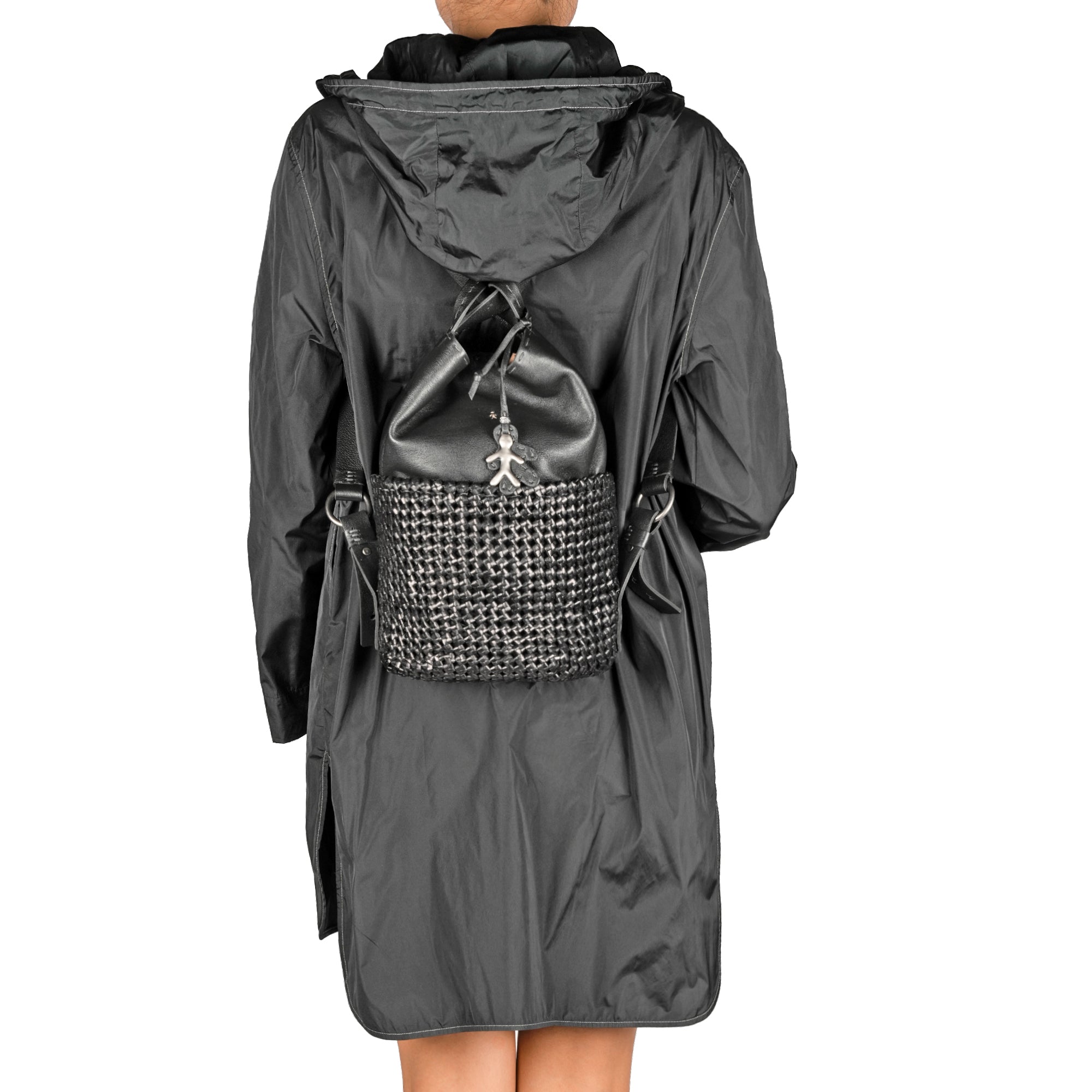 BD4943 Olimpia Zaino M Intreccio Crochet Nero