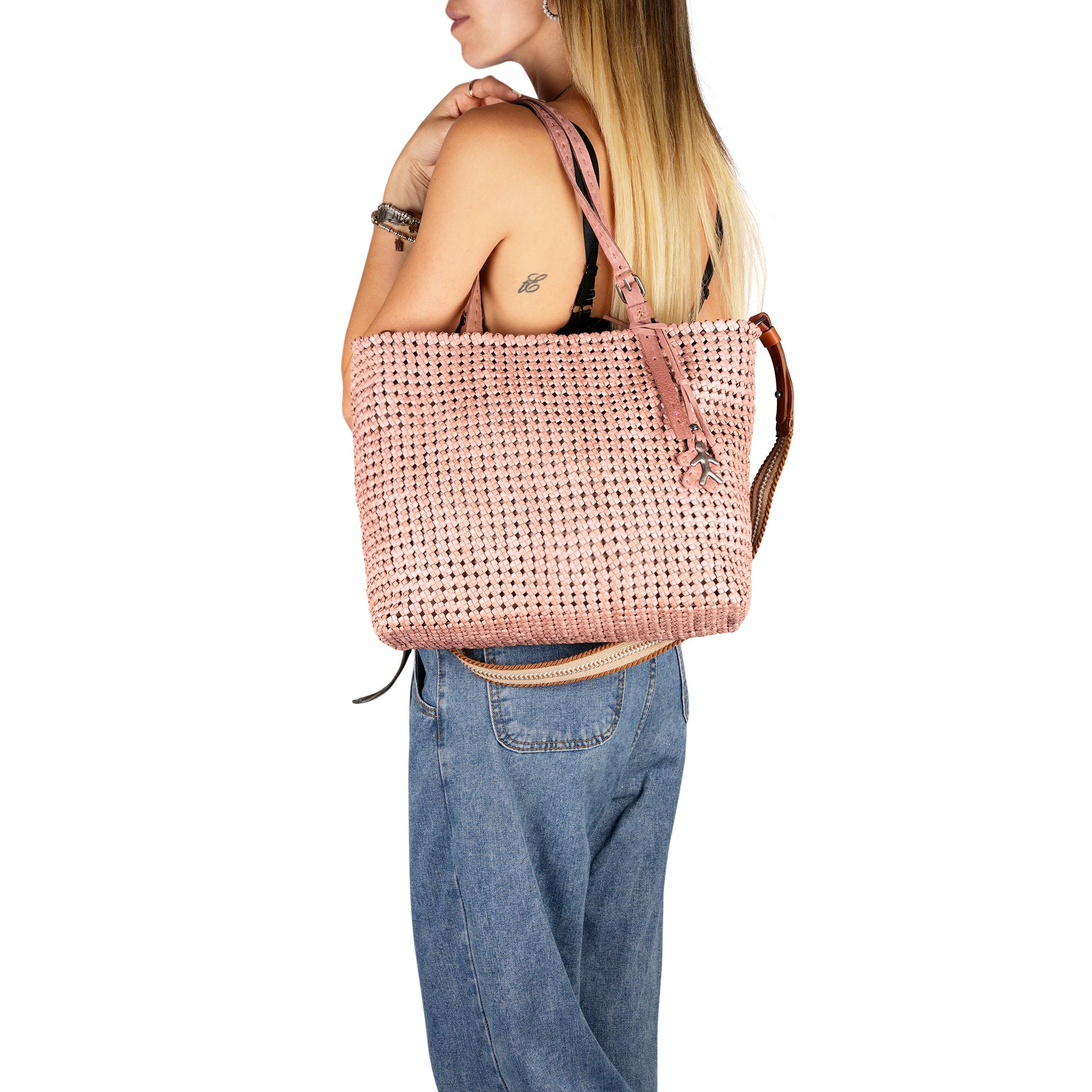 BD4945 Minerva Shopping M Intreccio Crochet Begonia