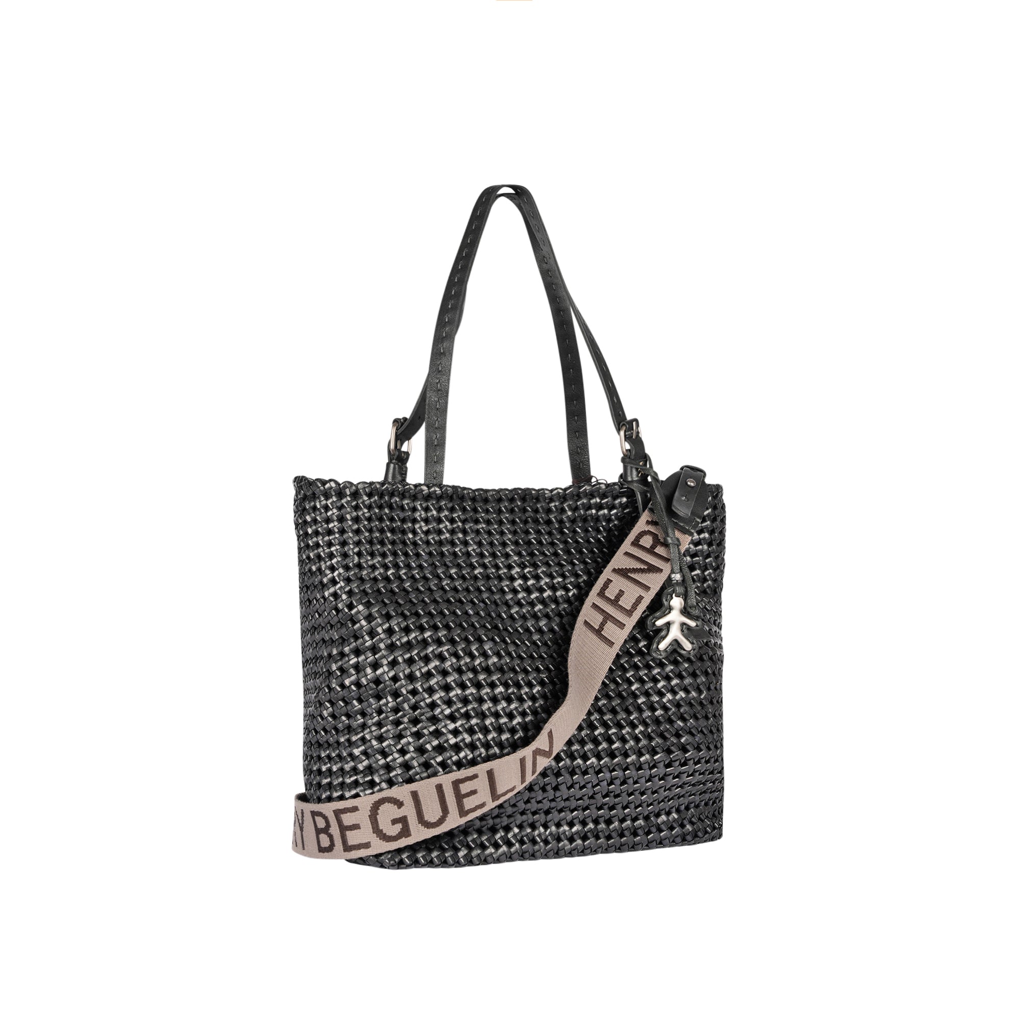 BD4945 Minerva Shopping M Intreccio Crochet Nero