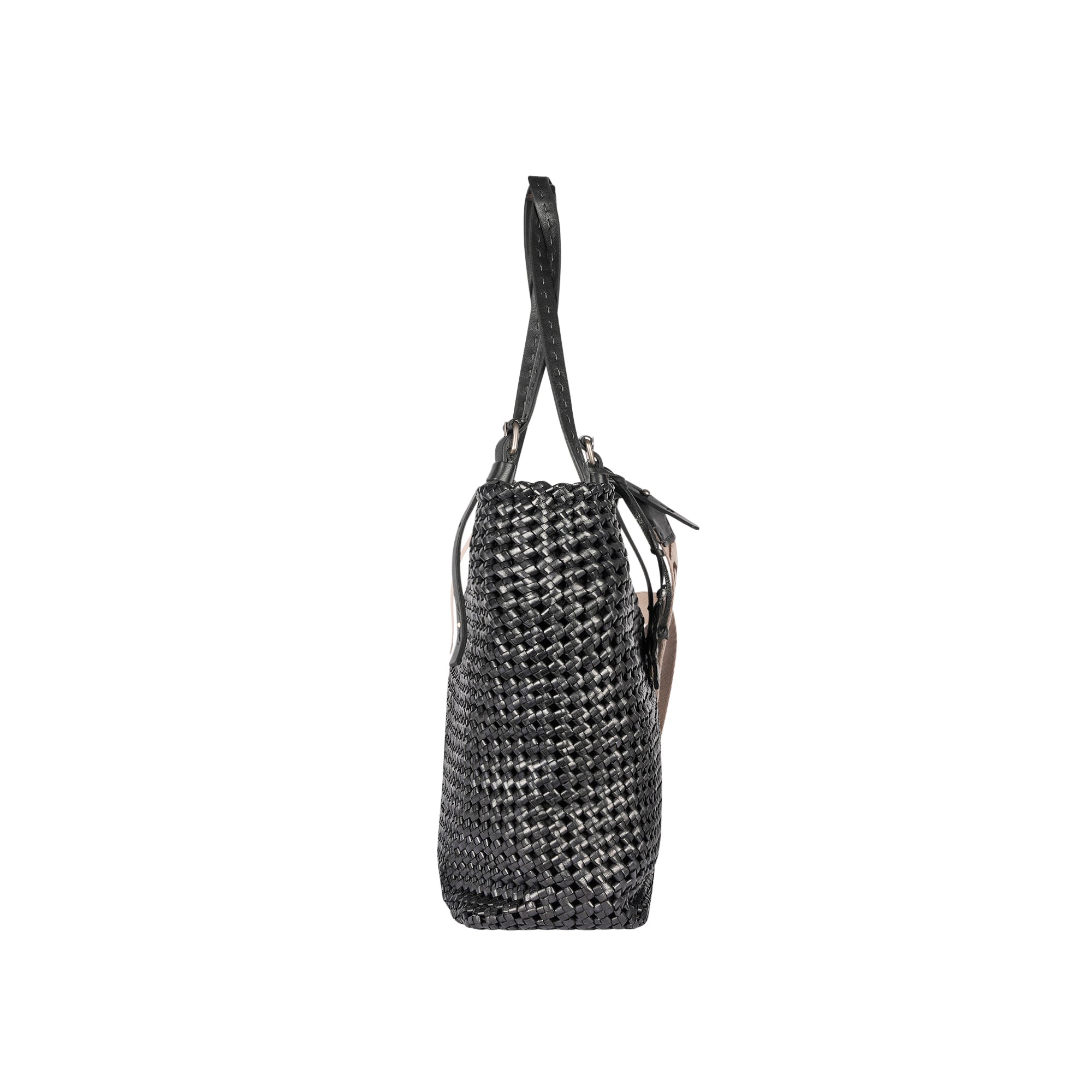 BD4945 Minerva Shopping M Intreccio Crochet Nero